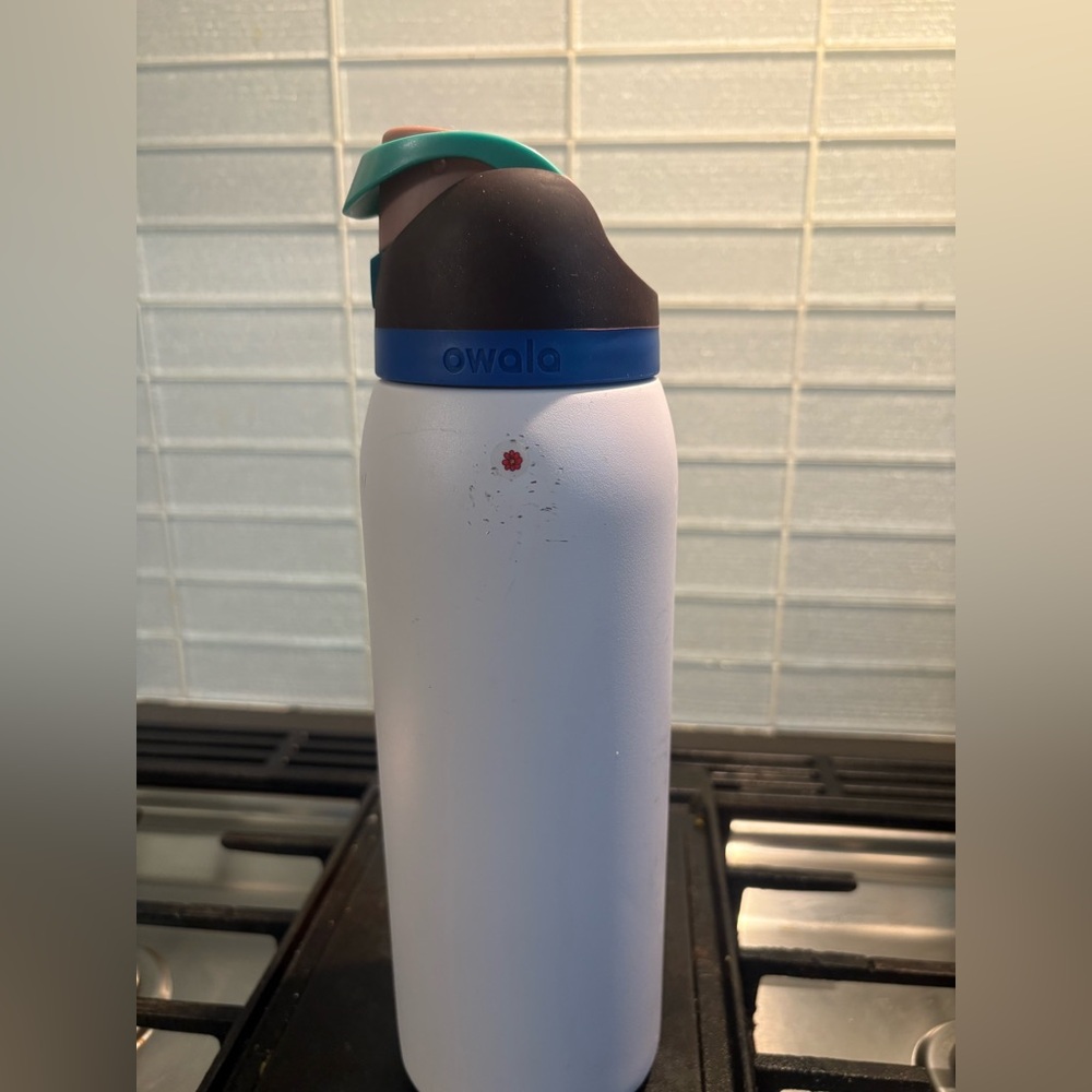 Owala White and Blue Water Bottle